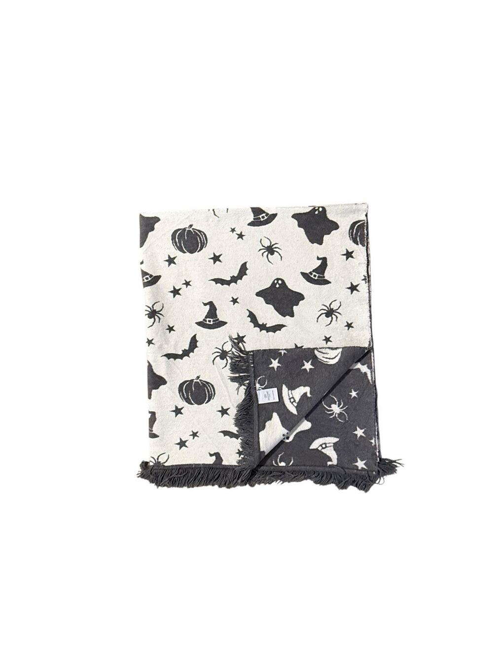 Docofil Portugal Luxury Halloween Themed Throw Blanket Gray Ivory Reversible